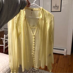 free people yellow blouse